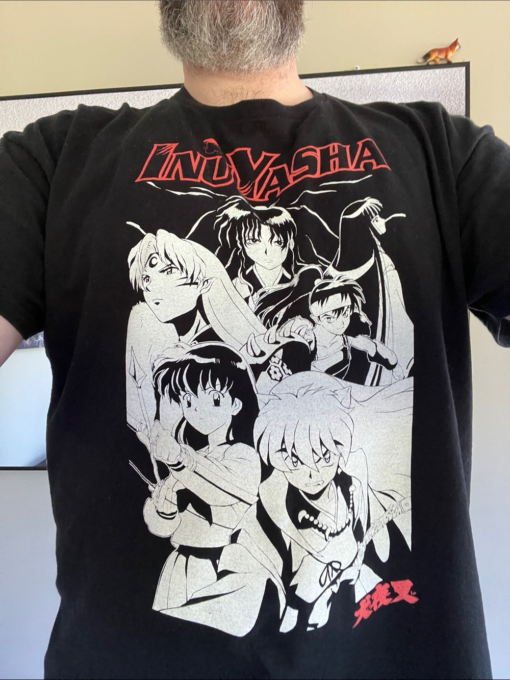 InuYasha Graphic Tee - Black with Red & White Anime Print